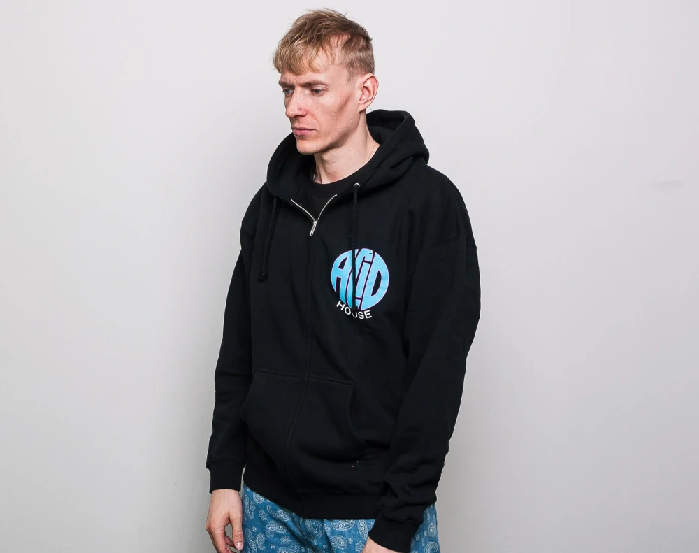 Mikina Pleasures Acid House Zip Hoody Black