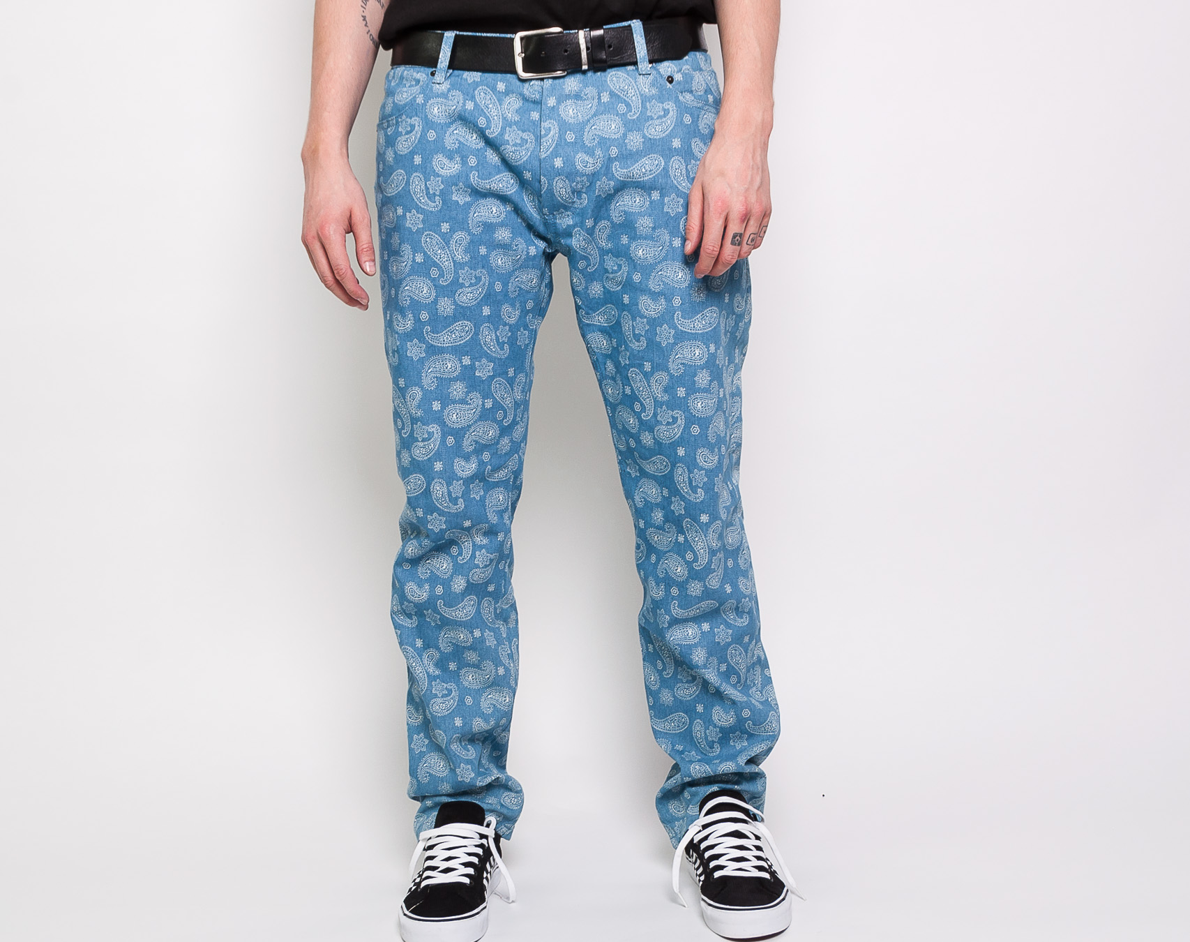 Kalhoty Pleasures Paisley Denim Pant Washed Denim