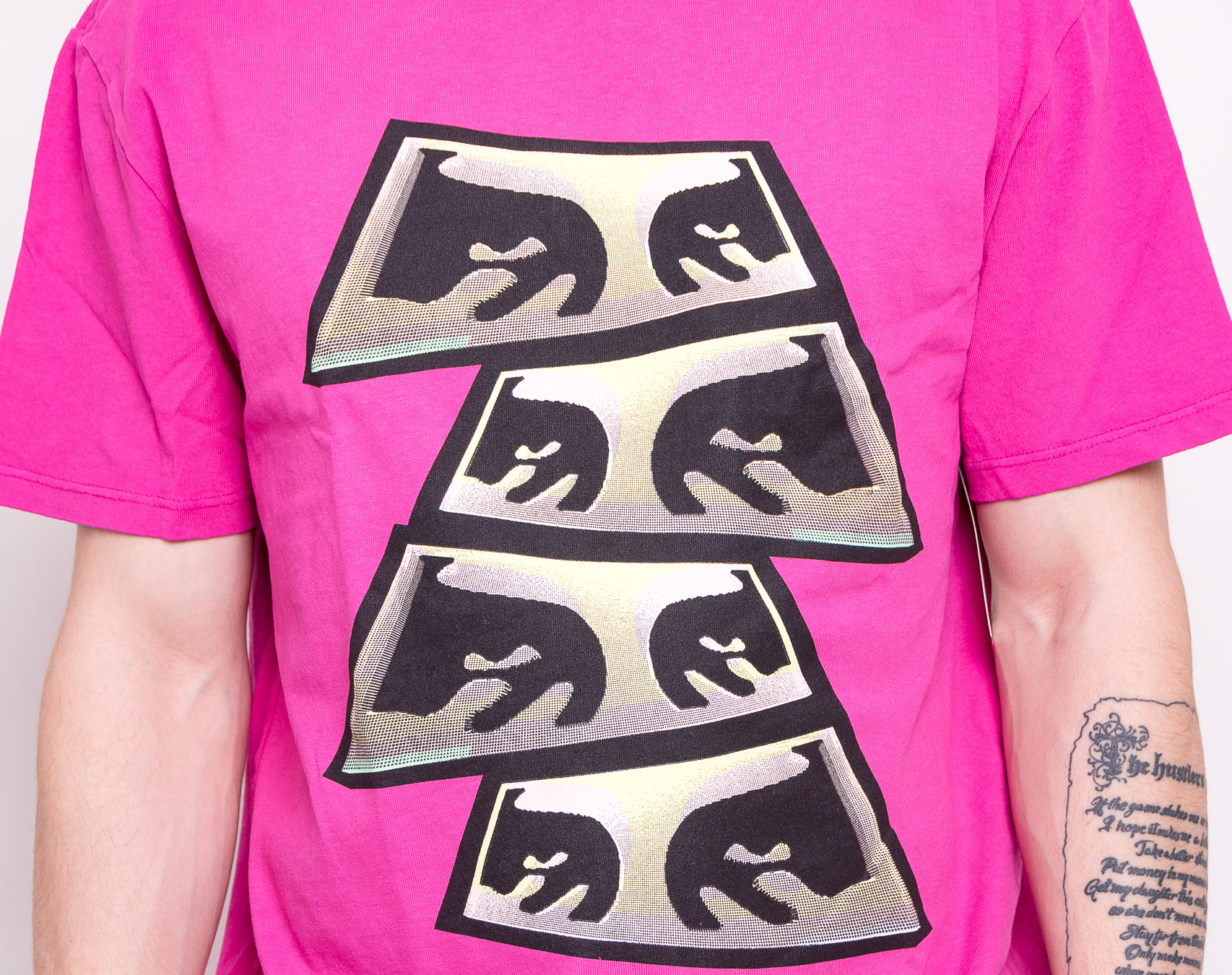 Triko OBEY Pyramid Eyes Dusty Psychedelic Pink 166721899-PIN