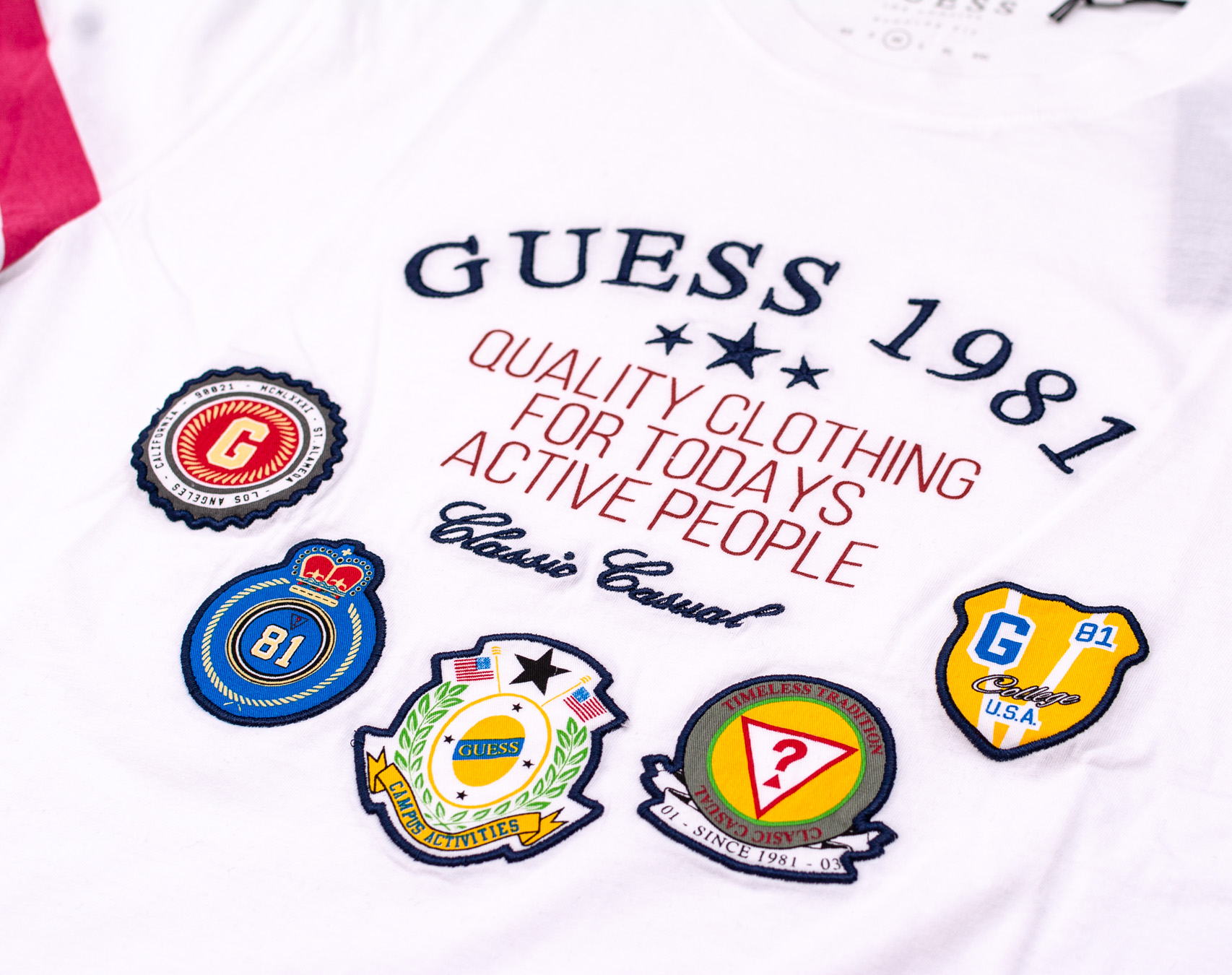 Triko Guess CN SS Tee Patch True White