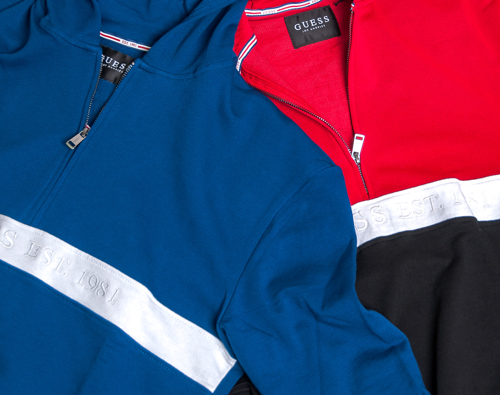 Mikina Guess Isaac HZ Hoodie Red and Black/White F59E