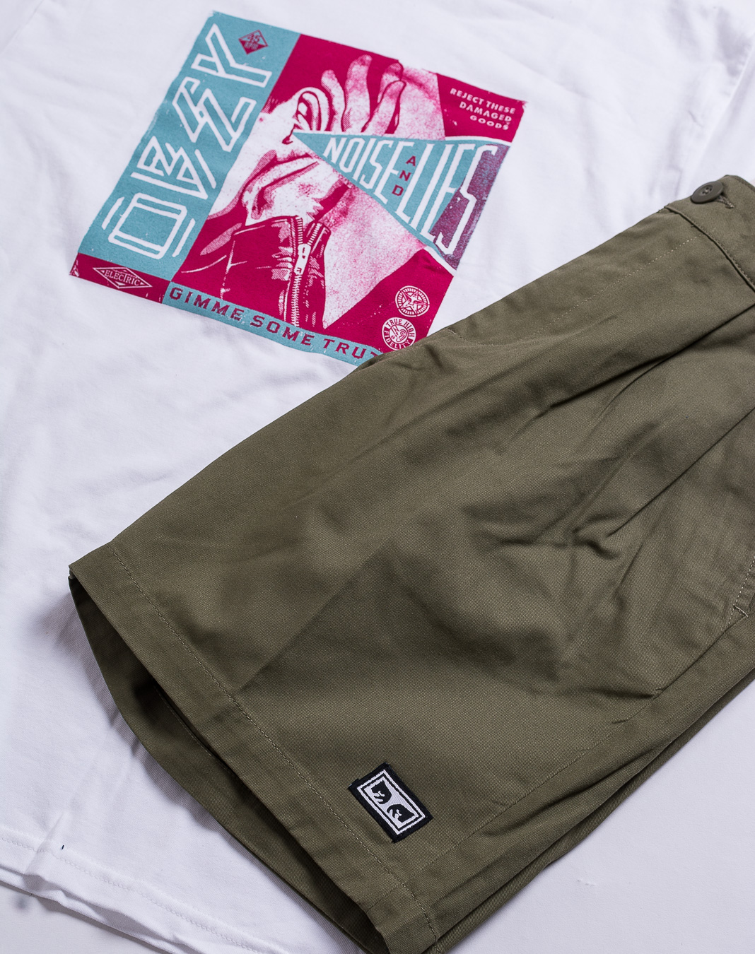 Kraťasy OBEY Fubar Pleated Short Army 172100071-ARM