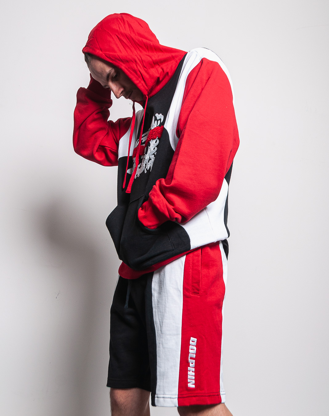 Mikina Pink Dolphin Wave Block Black/Red/White