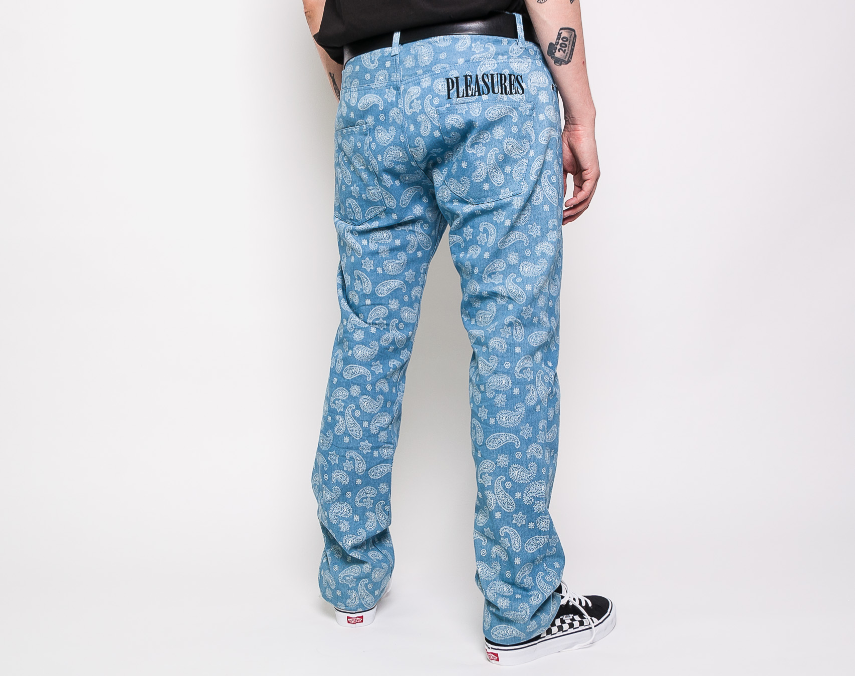 Kalhoty Pleasures Paisley Denim Pant Washed Denim