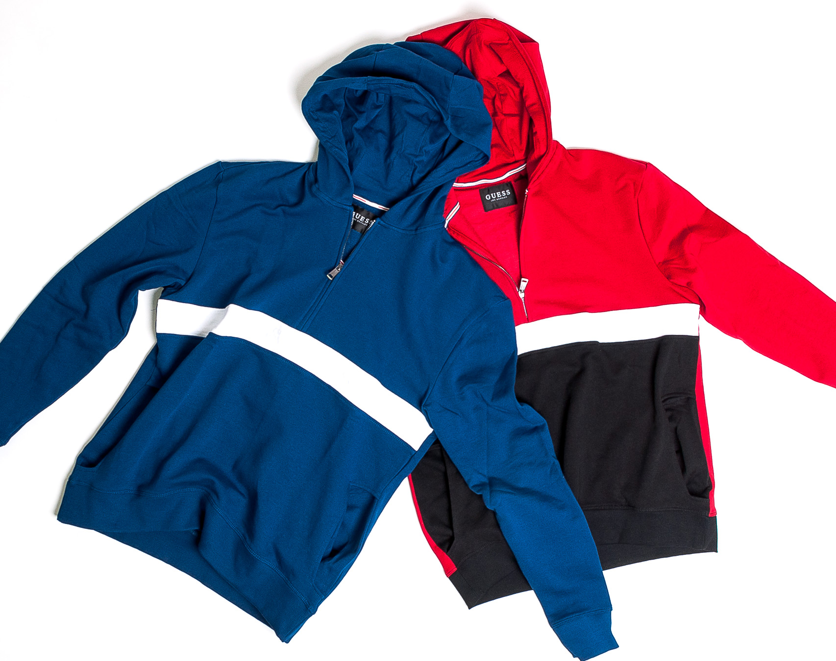 Mikina Guess Isaac HZ Hoodie Blue/White F79N