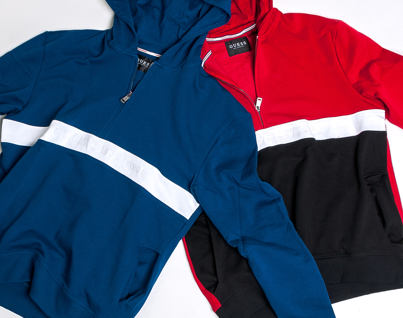 Mikina Guess Isaac HZ Hoodie Red and Black/White F59E