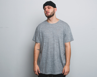Triko Entity Long Hi-Lo Hem S/S Knit Shirt w/ Scoop Neck - Heather Gray Triblend Slub