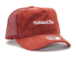 Kšiltovka Mitchell & Ness Long Hair Suede Trucker Burgundy Snapback