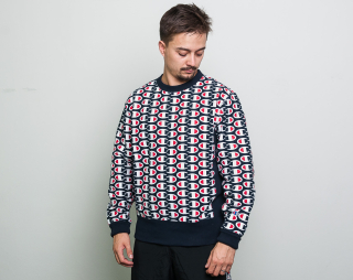 Mikina Champion Crewneck Sweatshirt All Over Logo Dark Navy