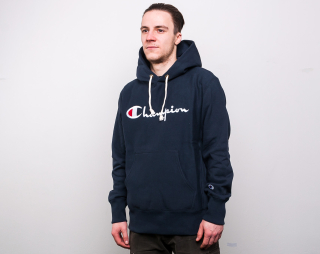 Mikina Champion Hooded Sweatshirt Brushed Fleece Classic Logo Navy