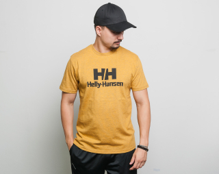 Triko Helly Hansen Logo T-Shirt Golden Glow Melange 53165 343