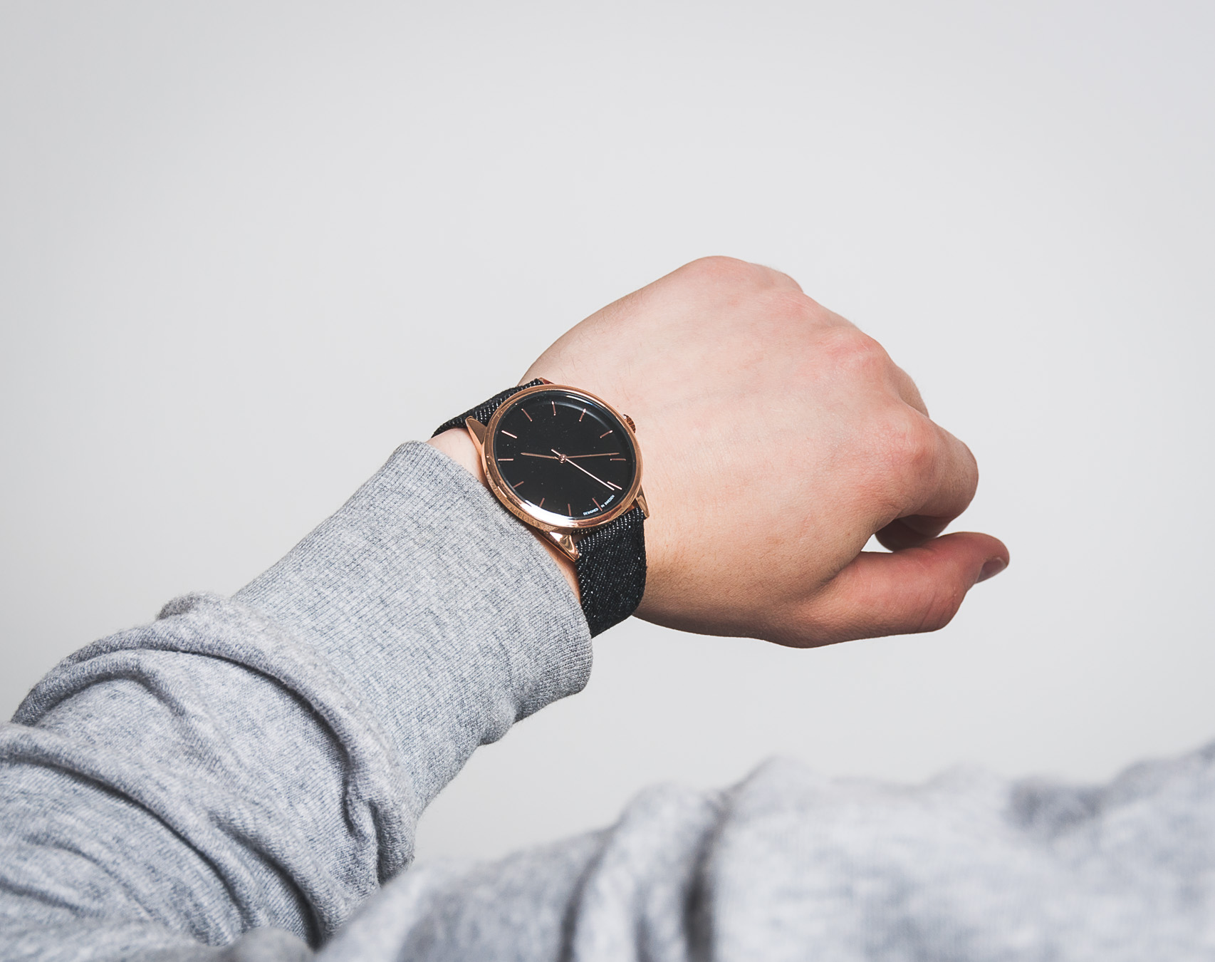 Hodinky CHPO Make Equal Rose Gold/Black Denim EE14234