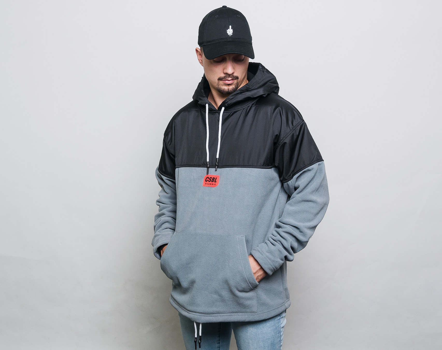 Mikina Cayler & Sons CSBL Nine Zero Hoody Grey/Lazerred