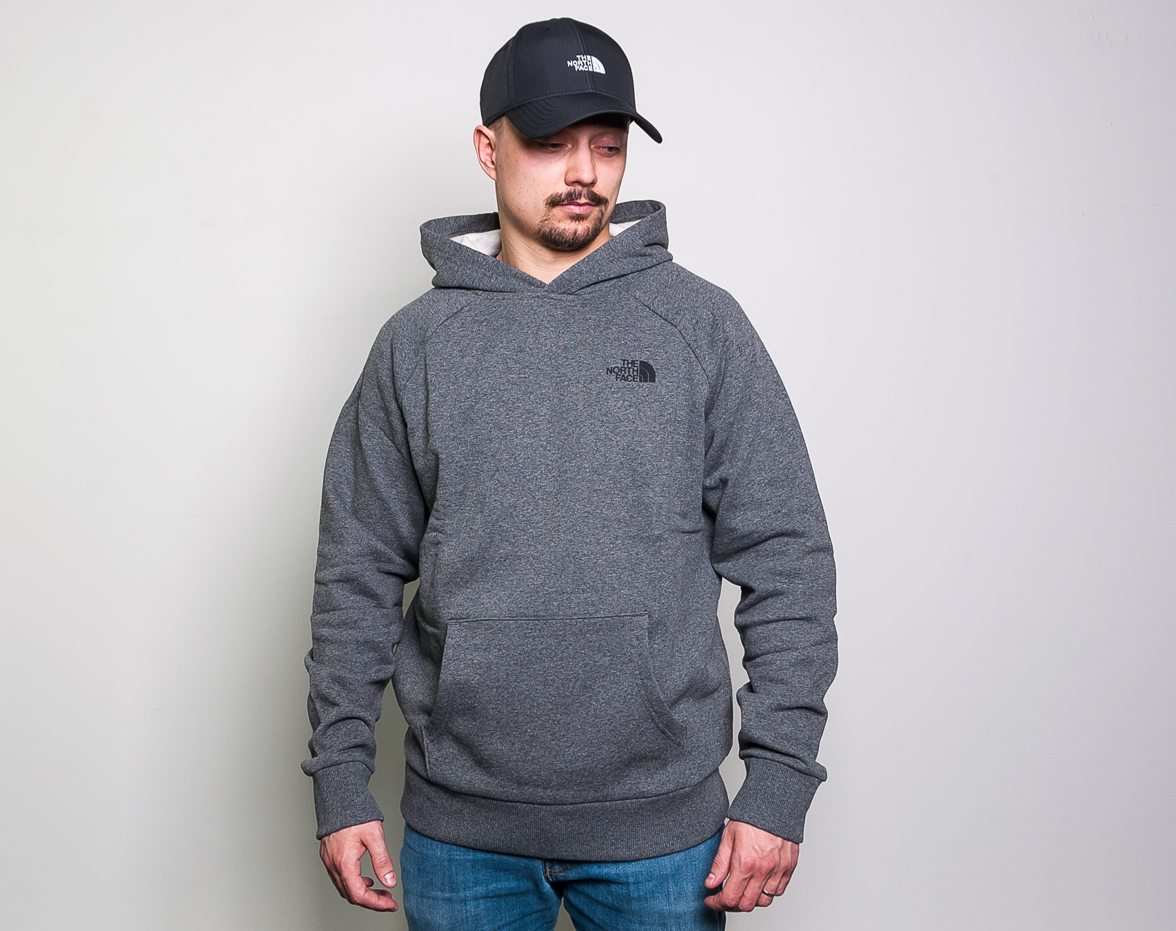 Mikina The North Face Raglan Red Box Hoody Medium Grey Heather