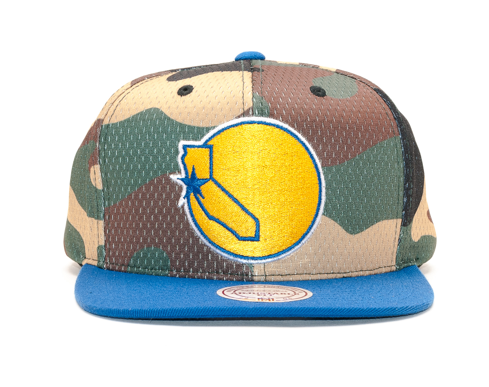 Kšiltovka Mitchell & Ness Golden State Warriors Woodland "COVER" Camo/Blue Snapback