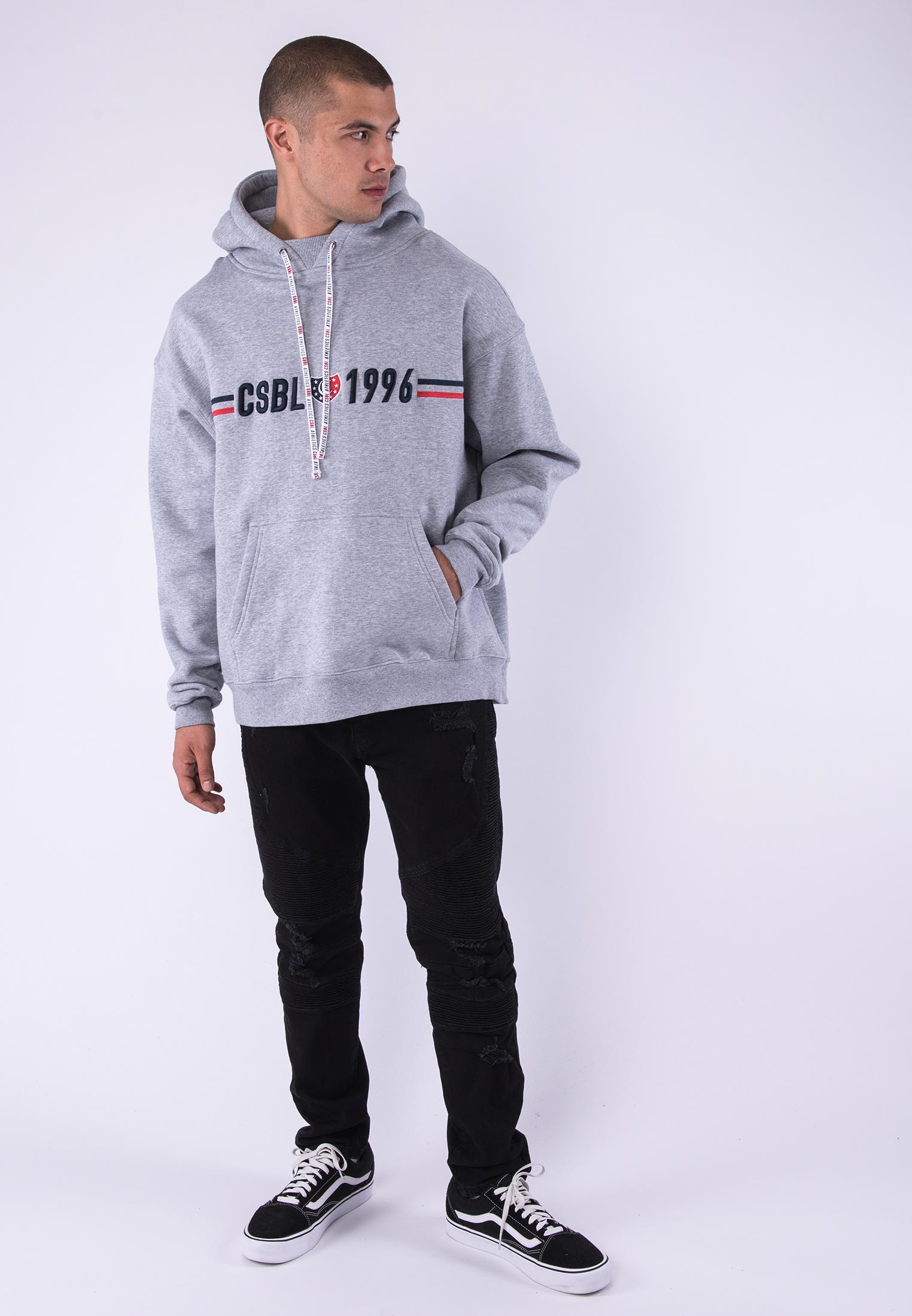 Mikina Cayler & Sons Insignia Box Hoody Grey Heather/Navy