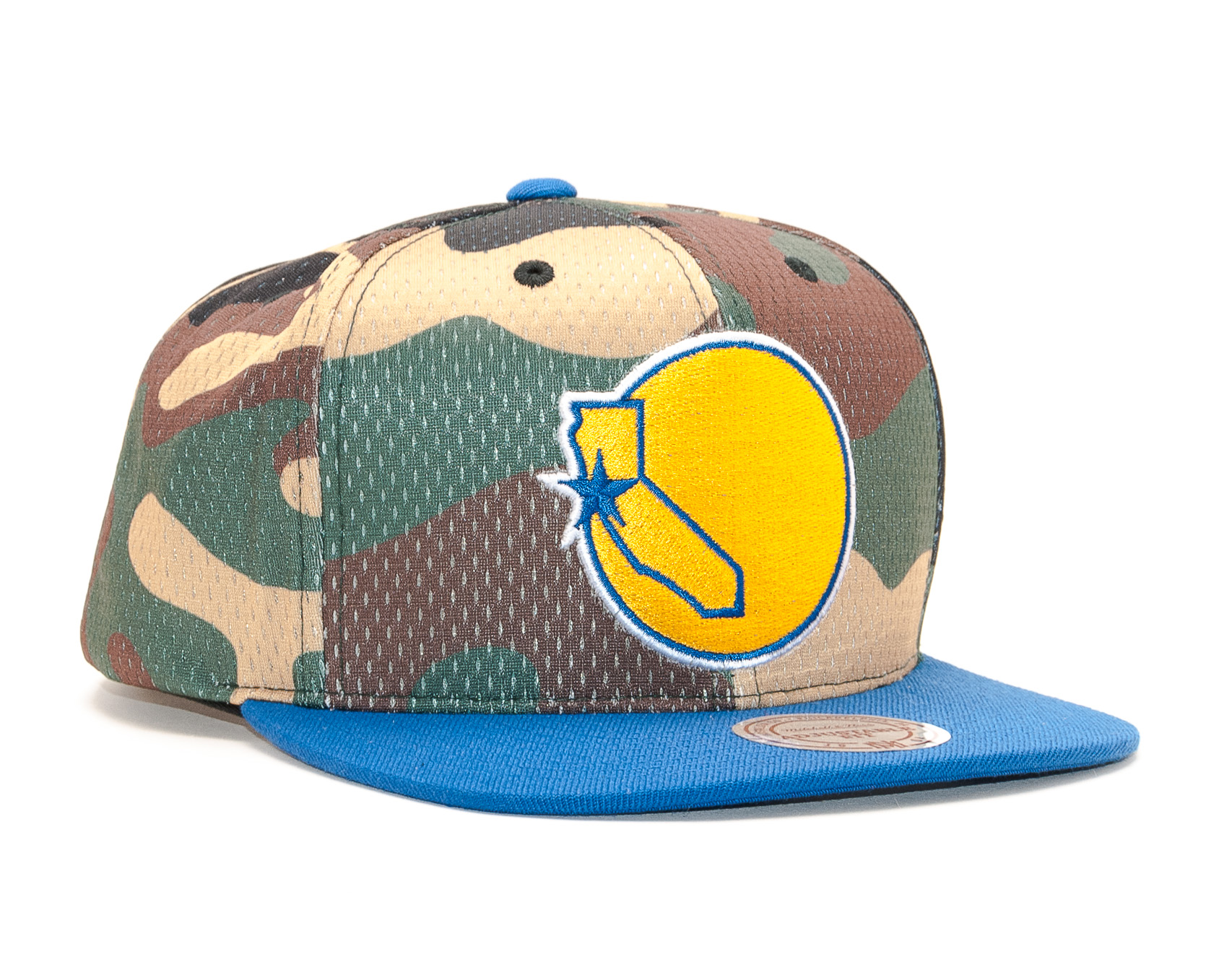 Kšiltovka Mitchell & Ness Golden State Warriors Woodland "COVER" Camo/Blue Snapback