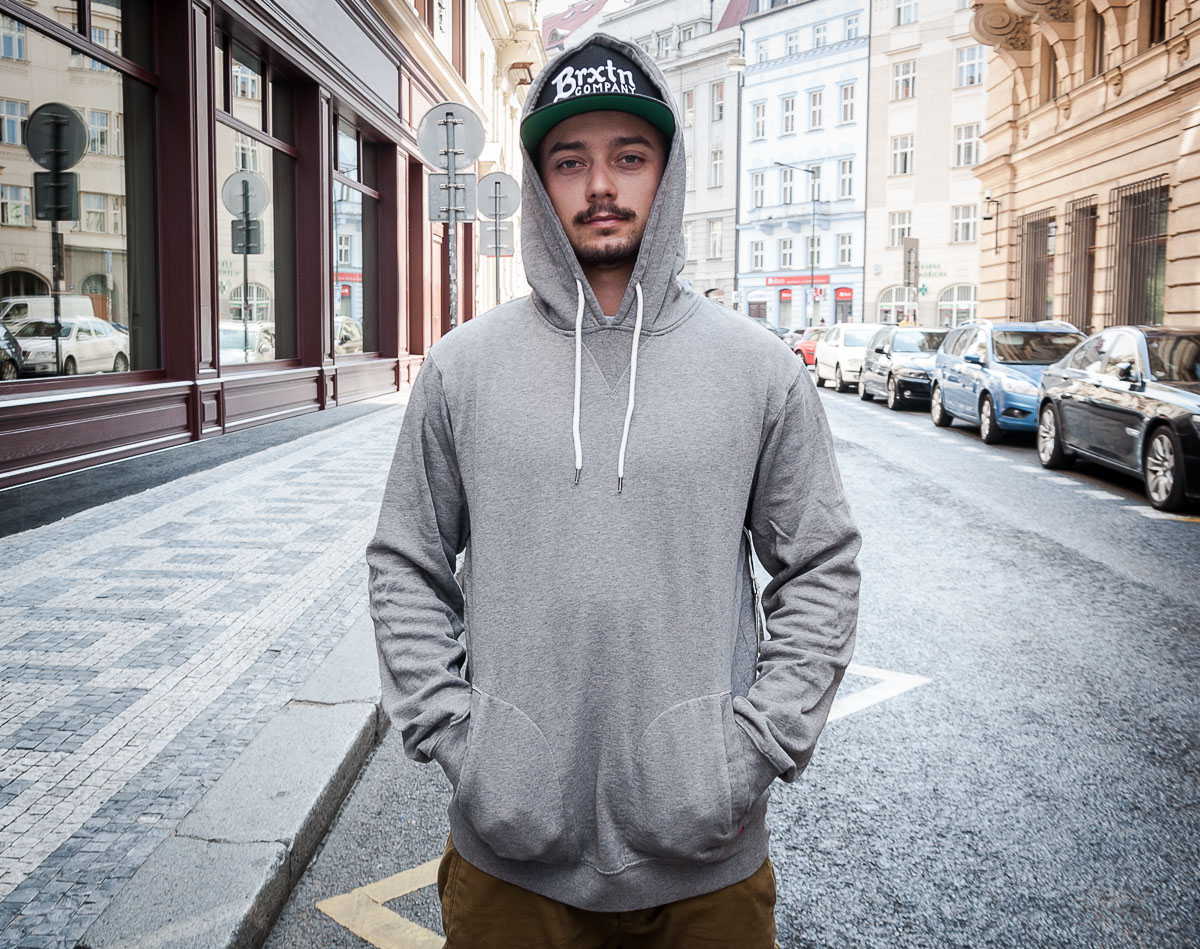 Mikina s kapucí BRIXTON Damo Charcoal Heather