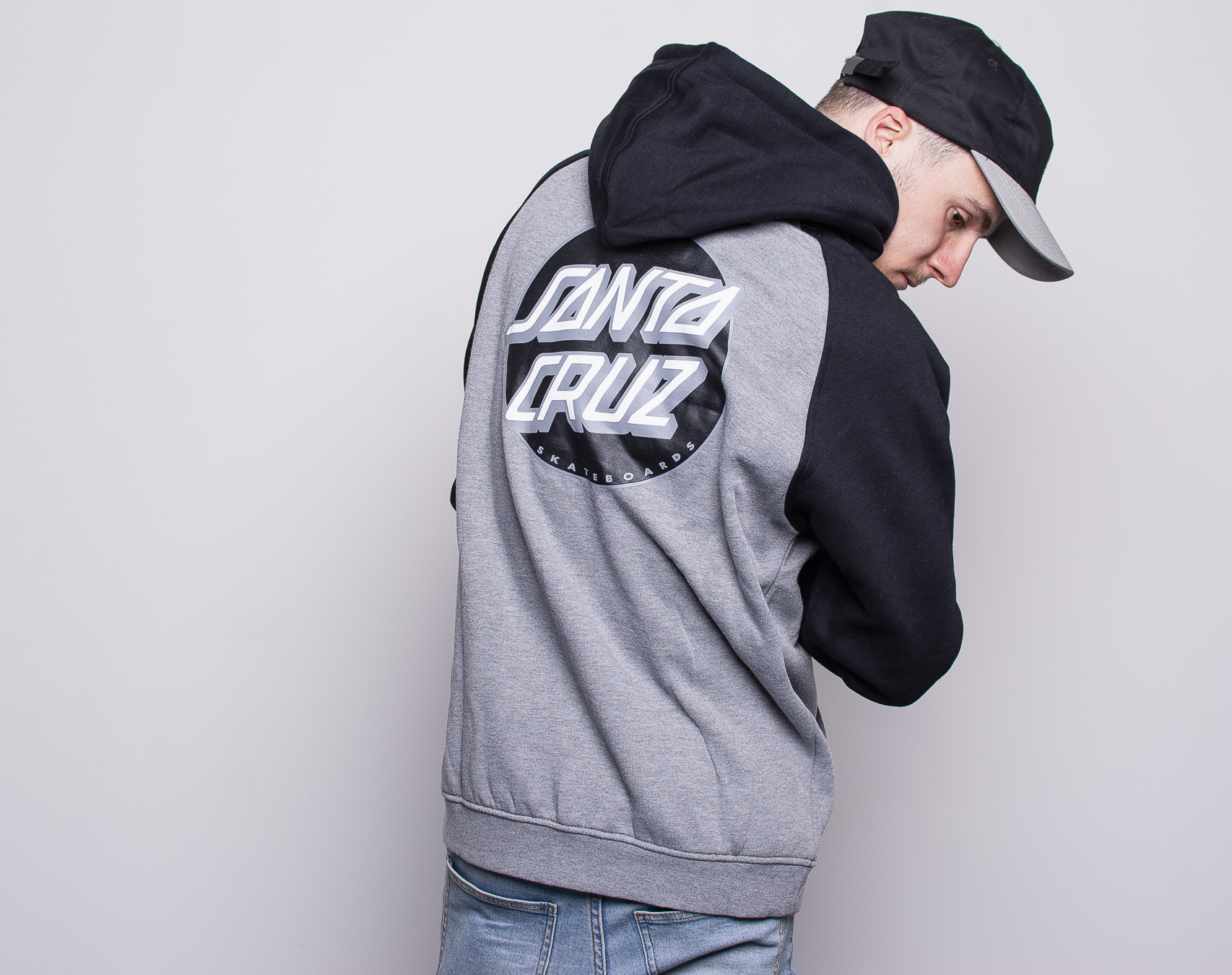 Mikina Santa Cruz Other Dot Zip Hood Black/Dark Heather