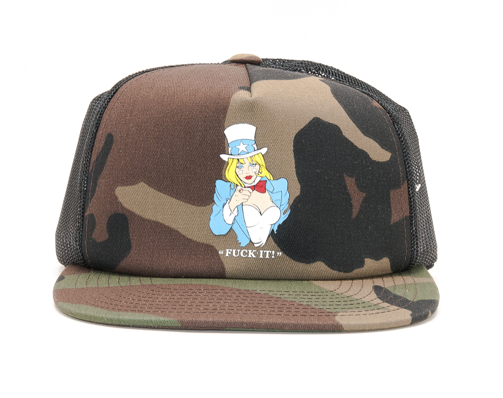 Kšiltovka HUF Miss America FU Trucker Woodland Camo Snapback