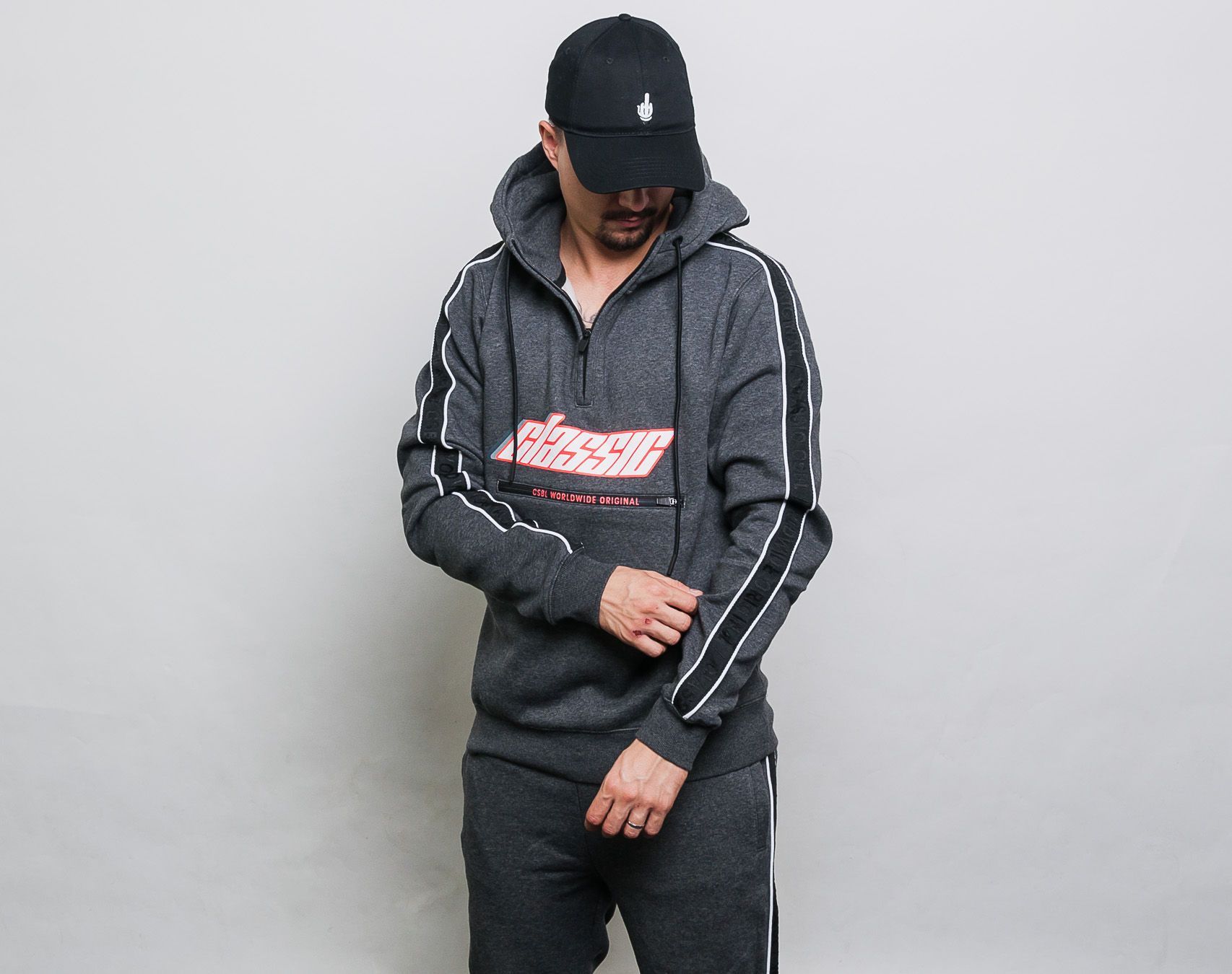 Mikina Cayler & Sons CSBL Shifter Hoody Charcoal/Lazerred
