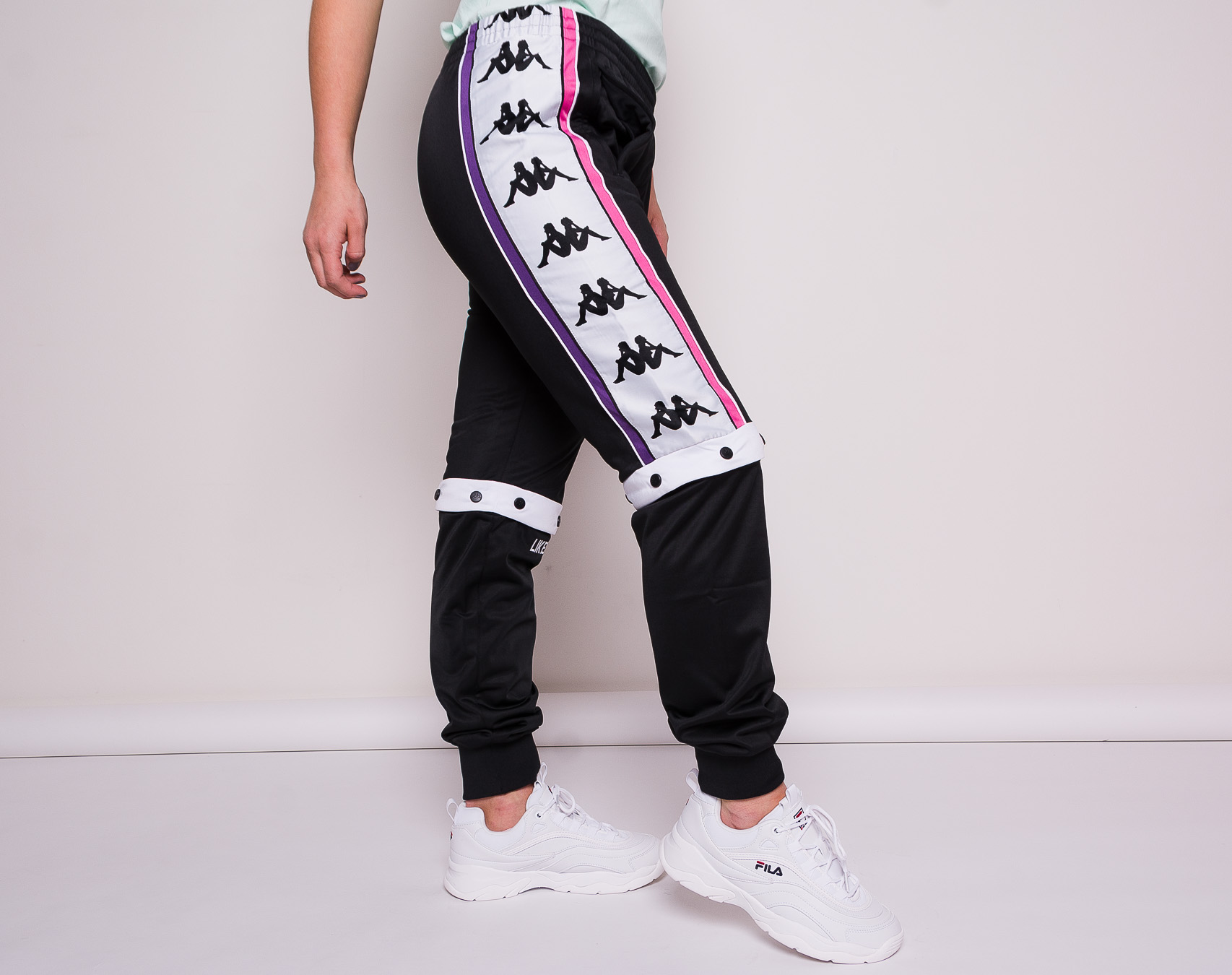 Dámské Tepláky Kappa Authentic Bilby Black/Fuchsia/White