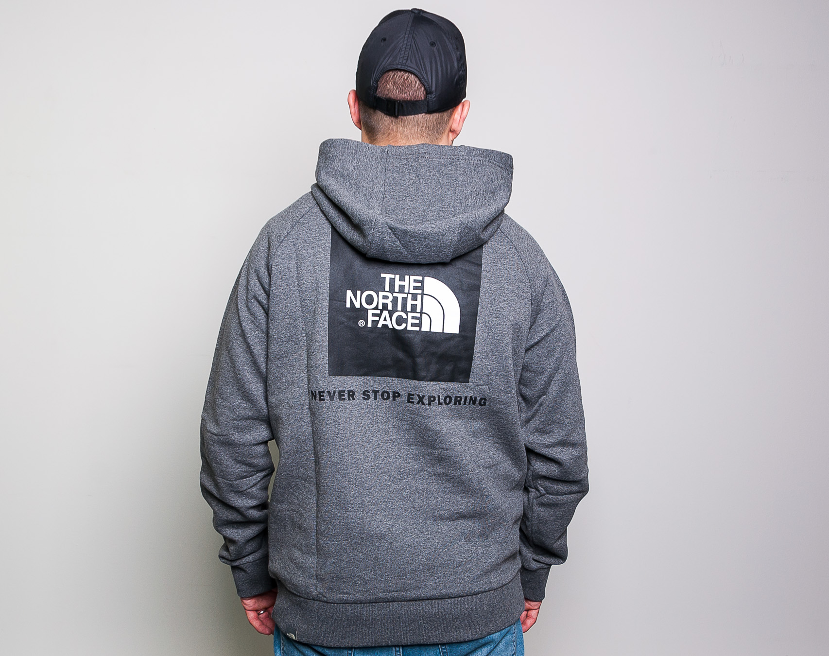 Mikina The North Face Raglan Red Box Hoody Medium Grey Heather