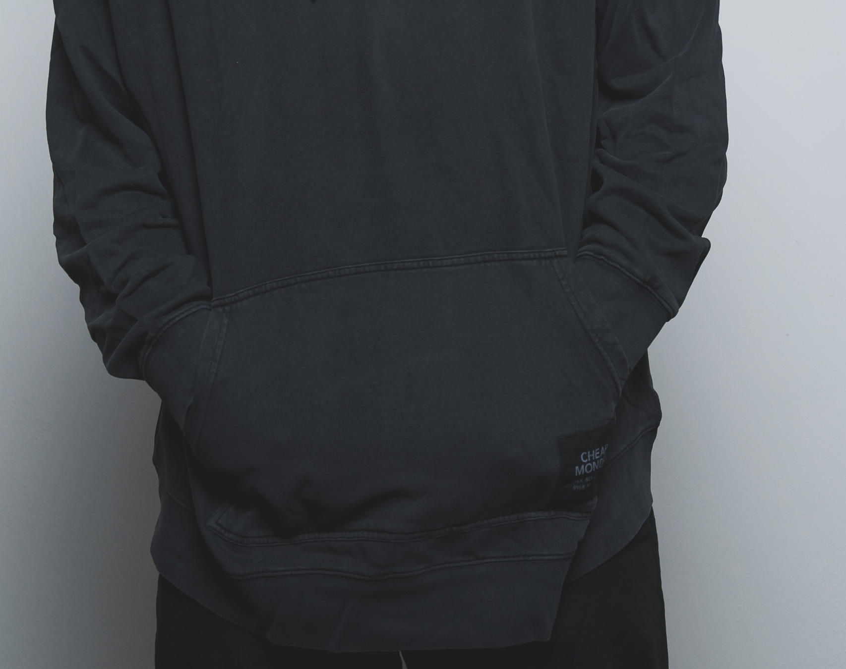 Mikina S Kapucí Cheap Monday Cynical Hood Black/Used Wash