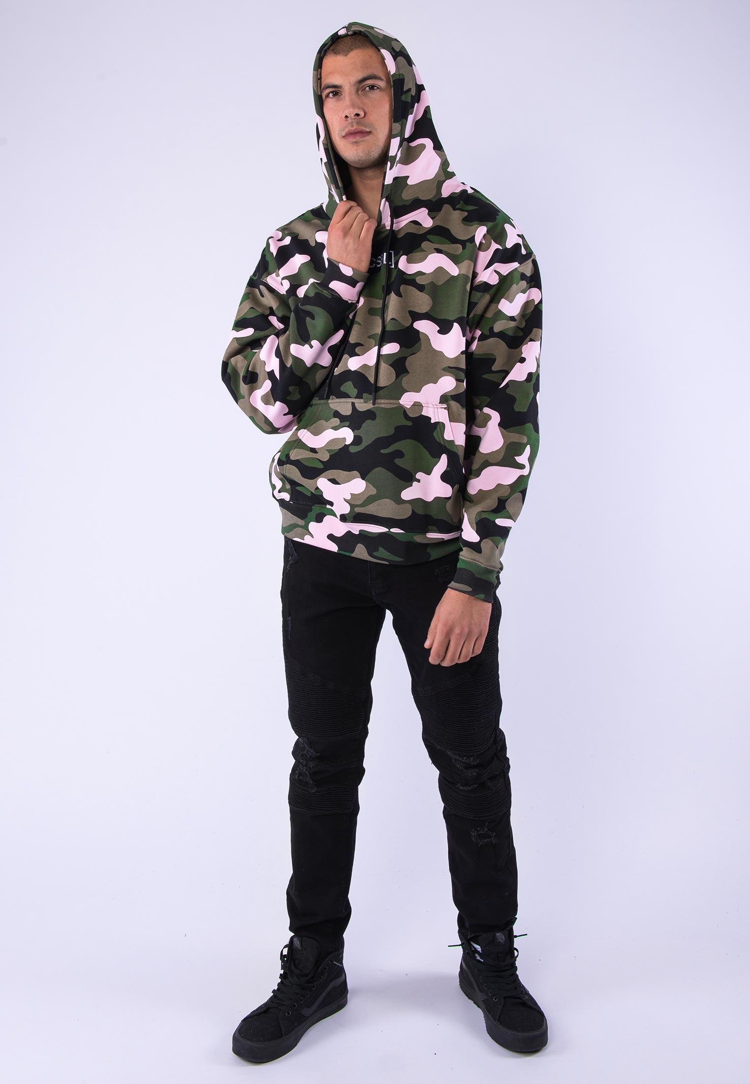 Mikina Cayler & Sons Brackets Box Hoody Woodrose Camo/White