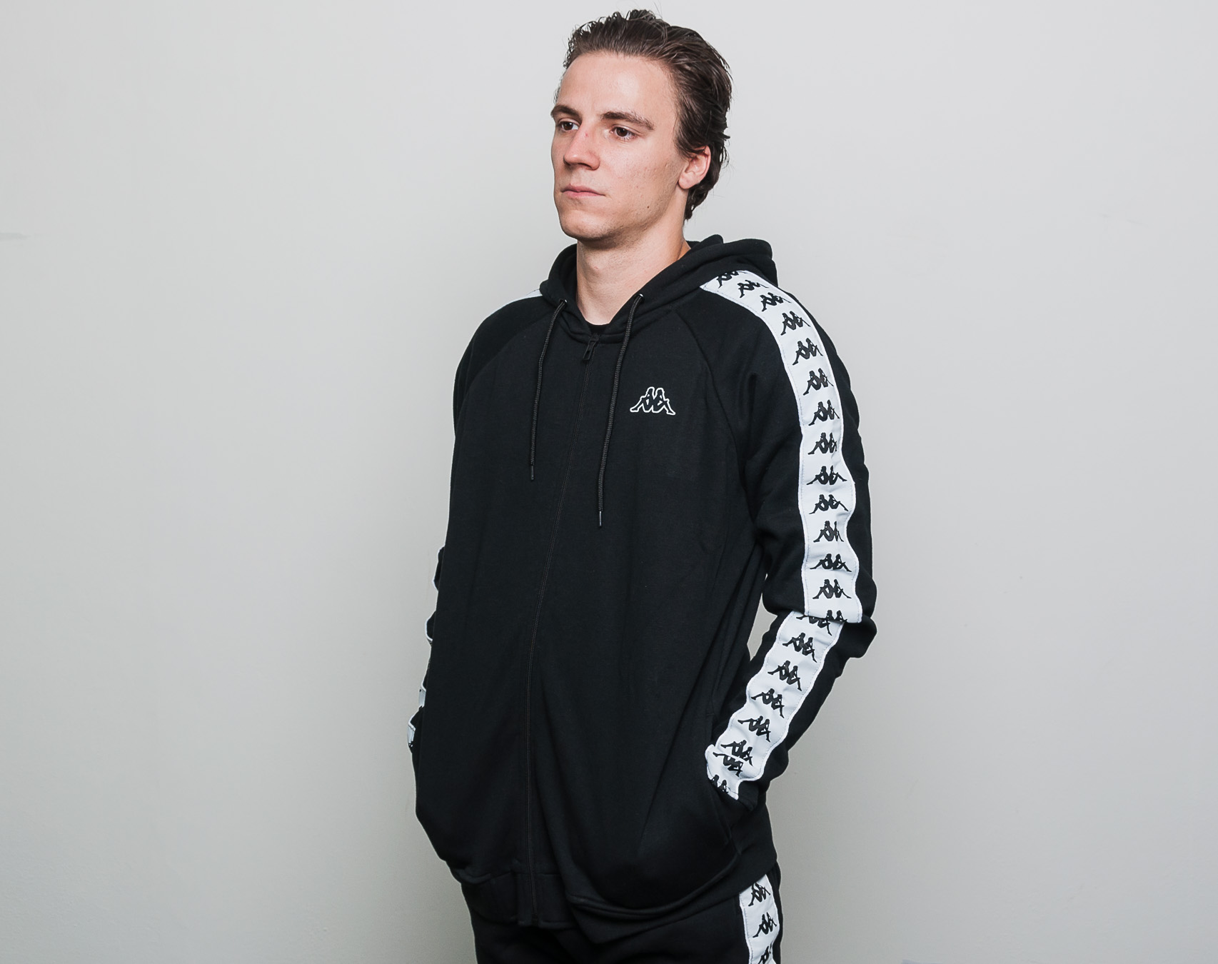 Mikina Kappa Banda Arit Slim Black/White