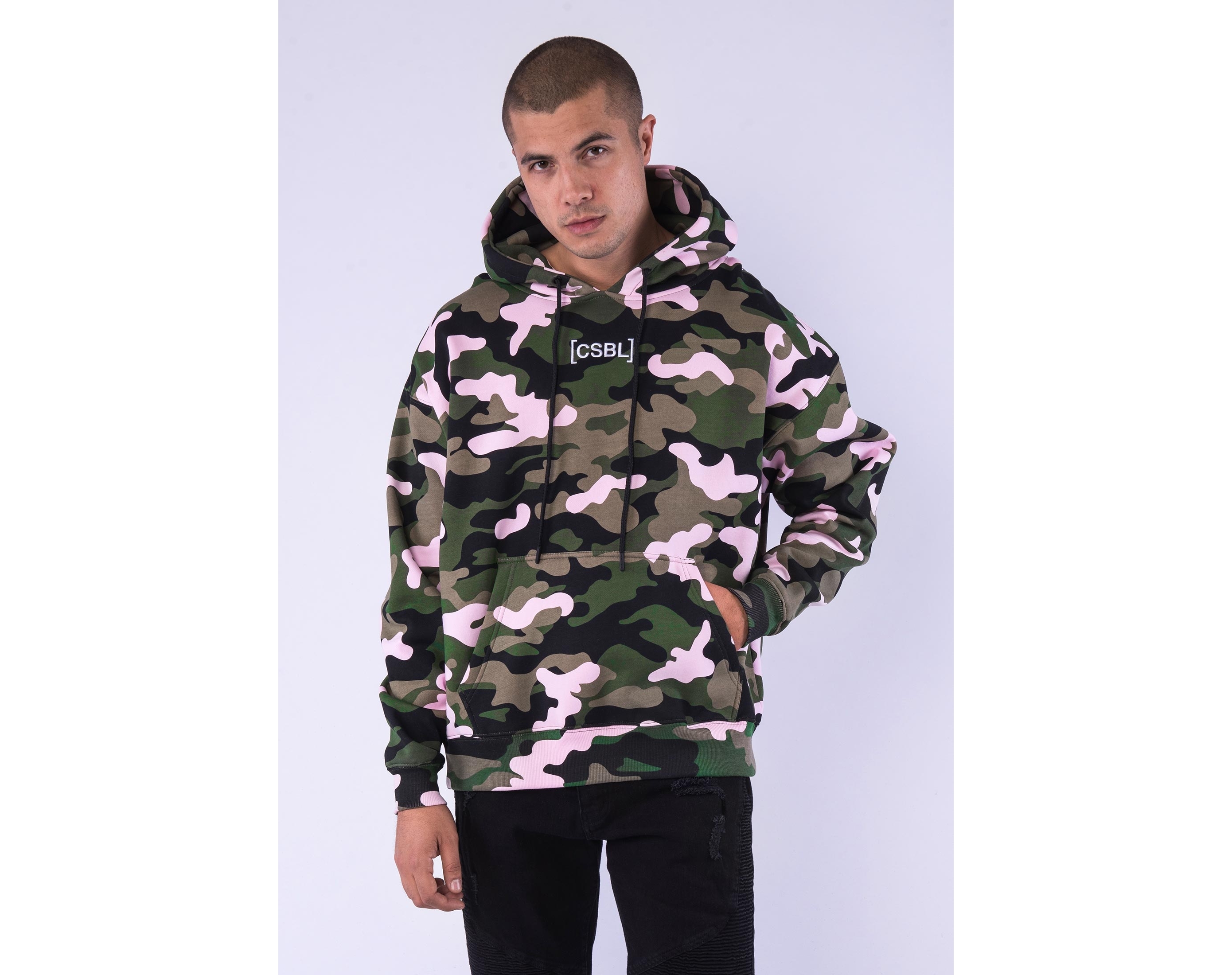 Mikina Cayler & Sons Brackets Box Hoody Woodrose Camo/White