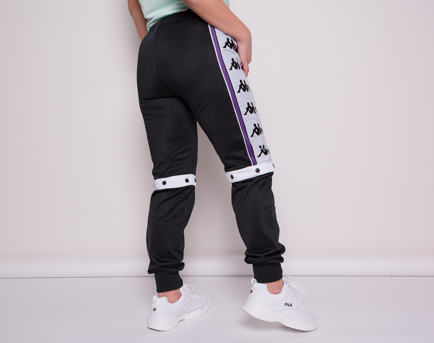 Dámské Tepláky Kappa Authentic Bilby Black/Fuchsia/White