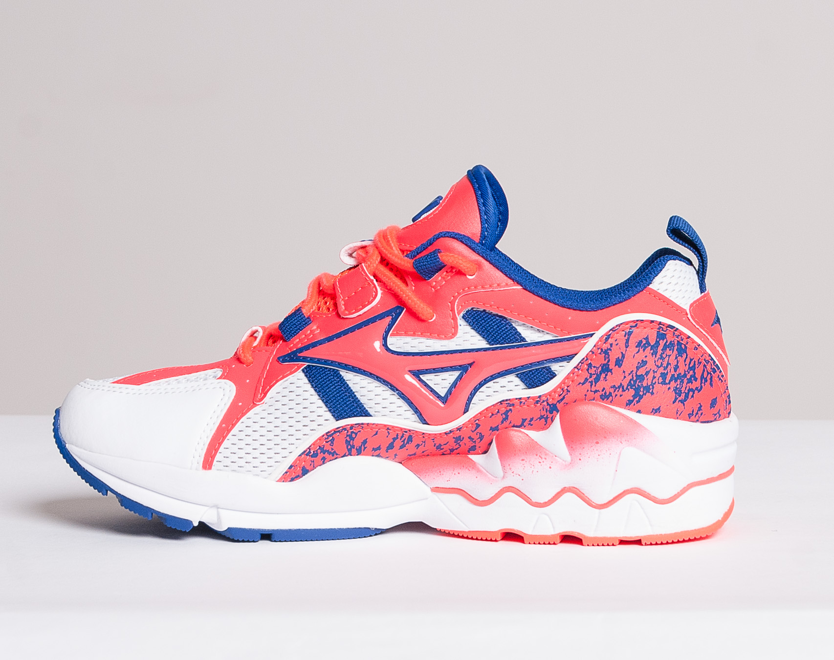 Dámské Boty Mizuno Wave Rider 1 White/Fiery Coral/Mazarine Blue D1GA192560