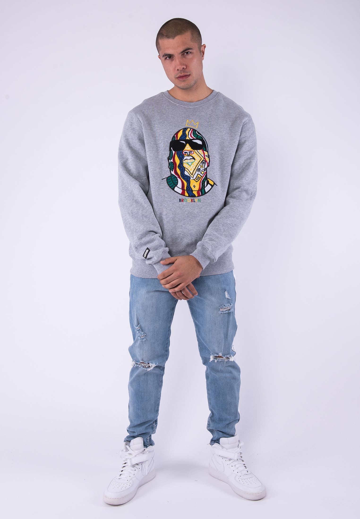 Mikina Cayler & Sons WL Crowned Crewneck Heather Grey/MC