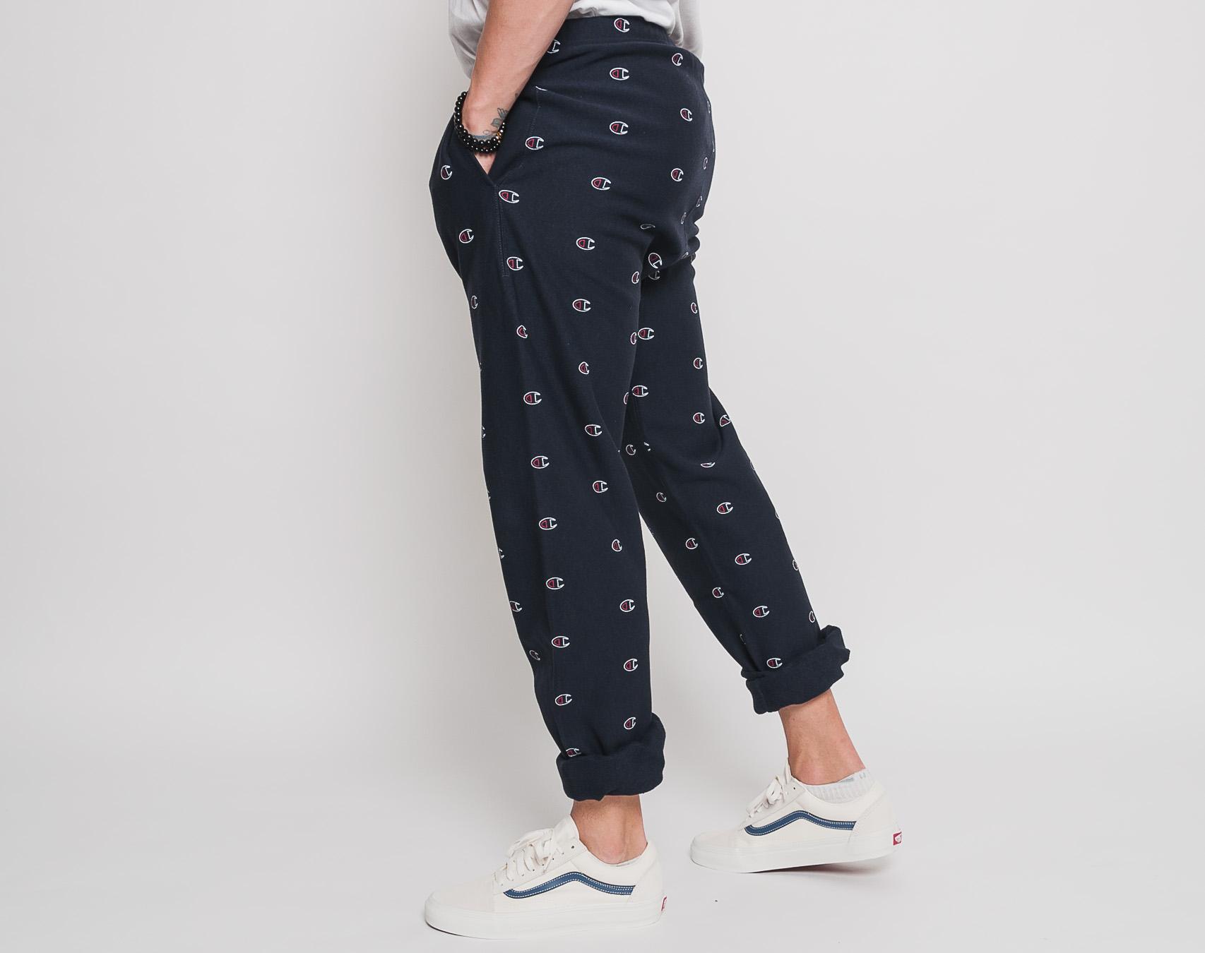 Tepláky Champion Mini Logo All Over Print Navy 210980 BS501 NNY