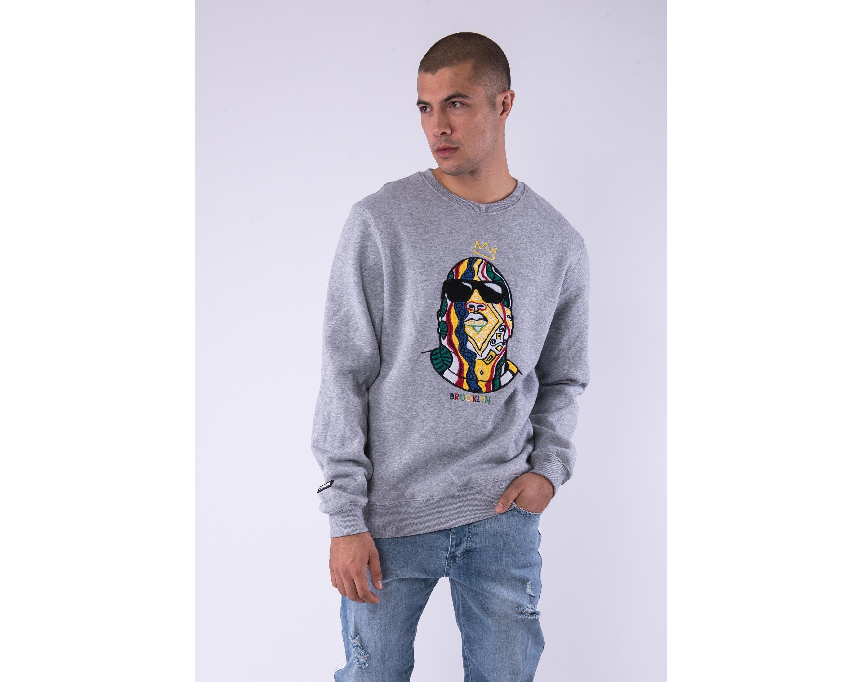 Mikina Cayler & Sons WL Crowned Crewneck Heather Grey/MC
