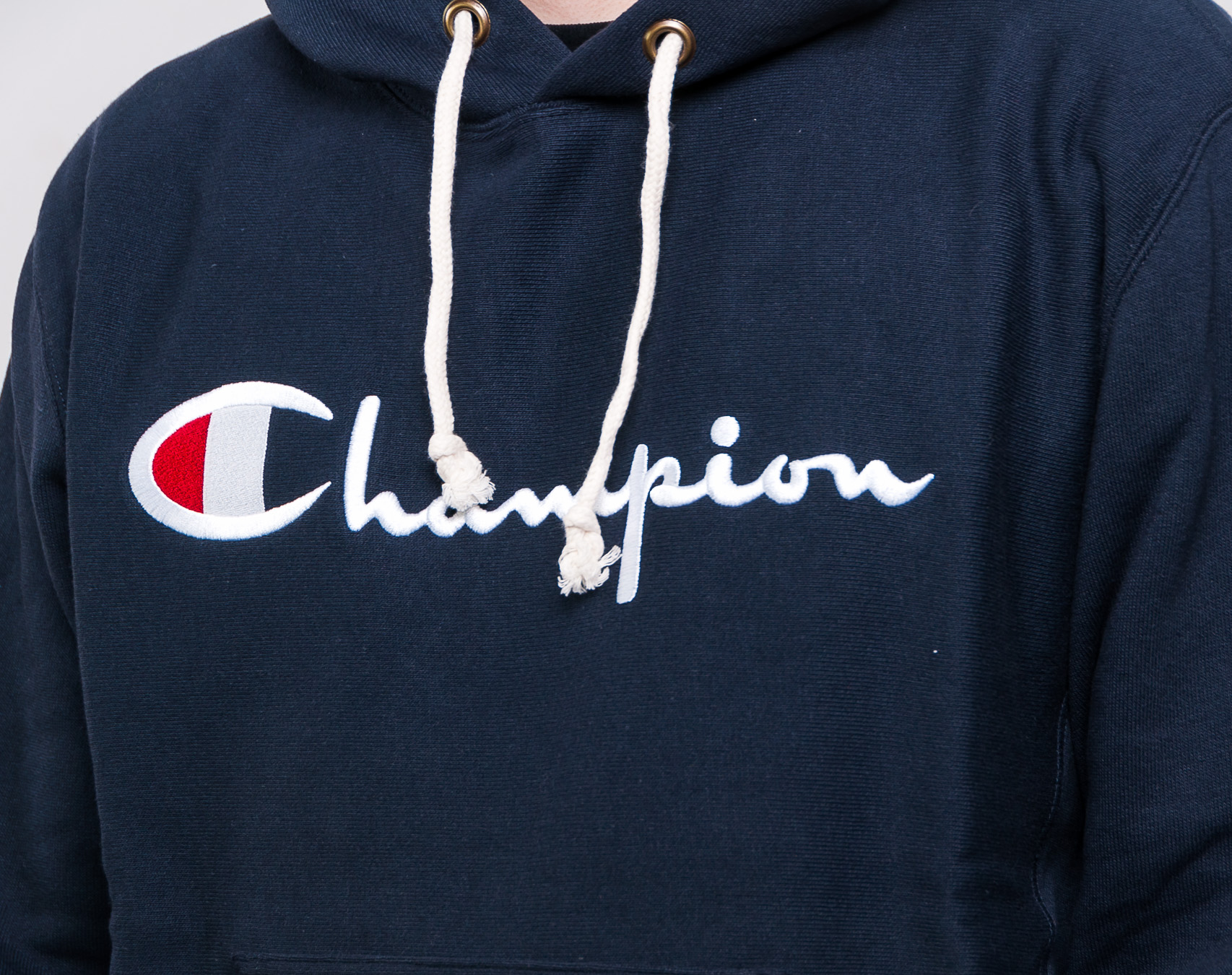 Mikina Champion Hooded Sweatshirt Brushed Fleece Classic Logo Navy