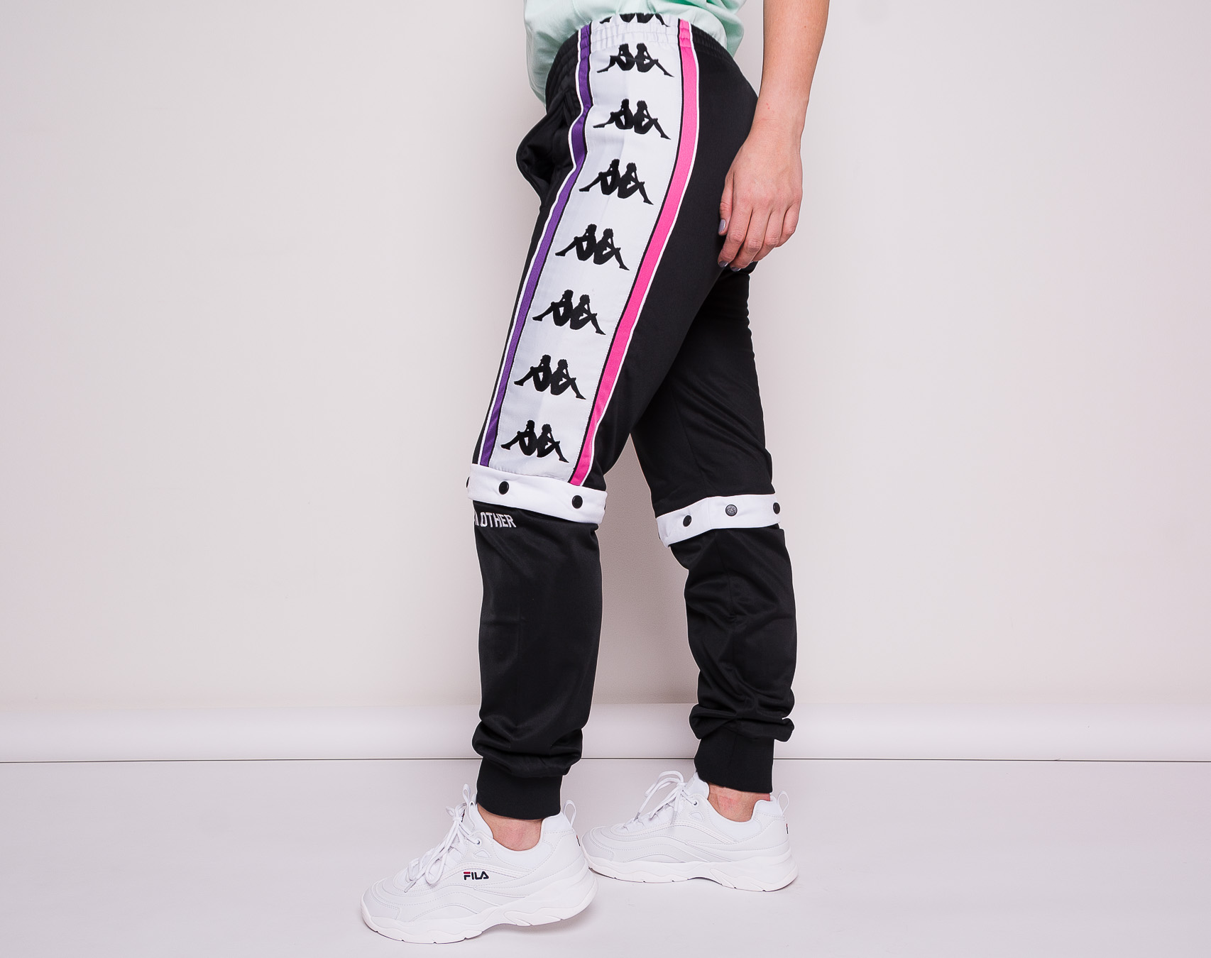 Dámské Tepláky Kappa Authentic Bilby Black/Fuchsia/White