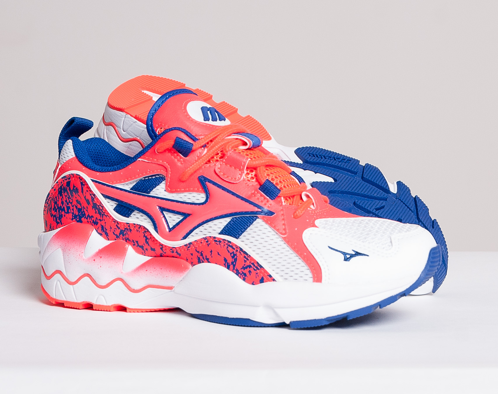 Dámské Boty Mizuno Wave Rider 1 White/Fiery Coral/Mazarine Blue D1GA192560
