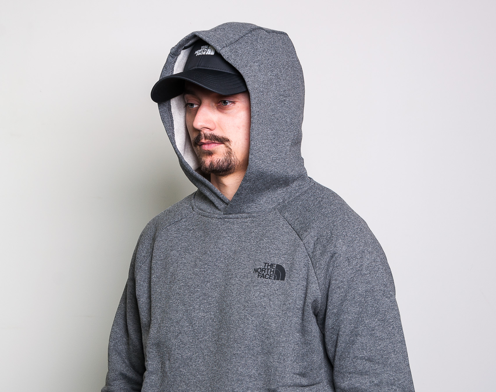 Mikina The North Face Raglan Red Box Hoody Medium Grey Heather