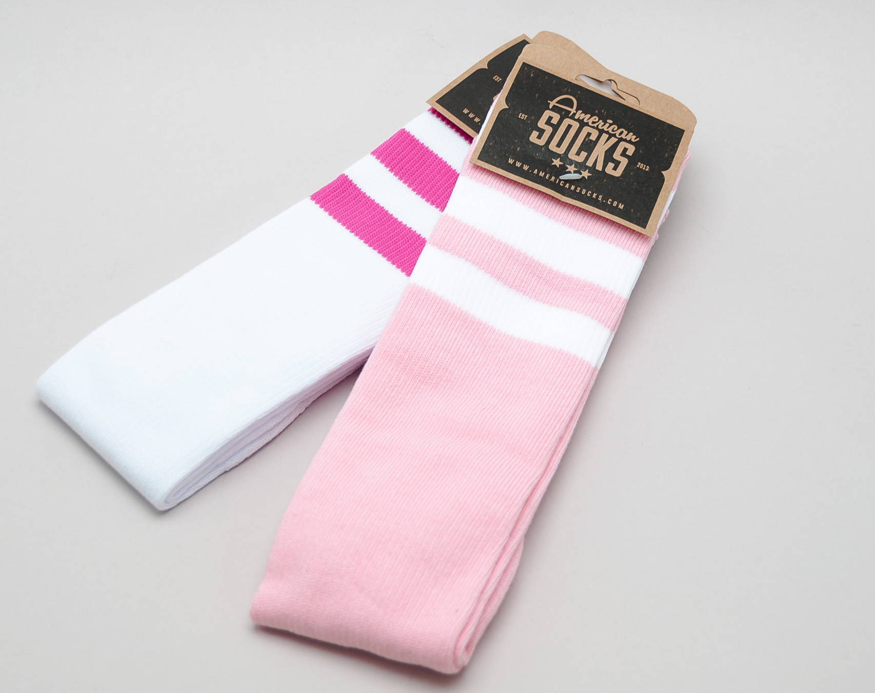 Ponožky American Socks Pink Lavigne AS007 Knee High White/Pink