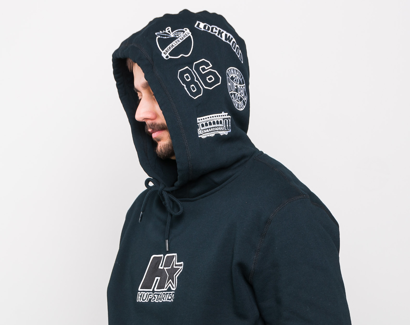 Mikina HUF Hoodie HUF x Starter Patches Black